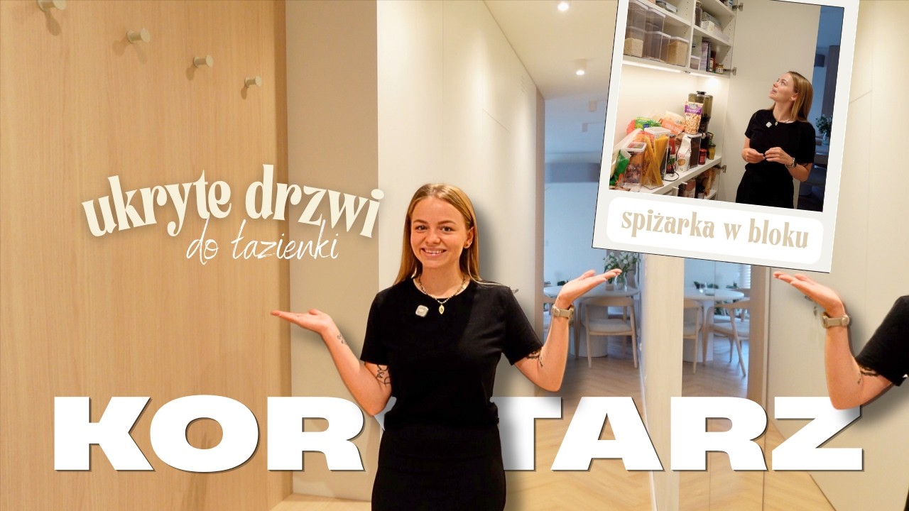 Zabudowa korytarza od stolarza w bloku | Ukryte drzwi | Spiżarka w szafie | Pomysł na korytarz