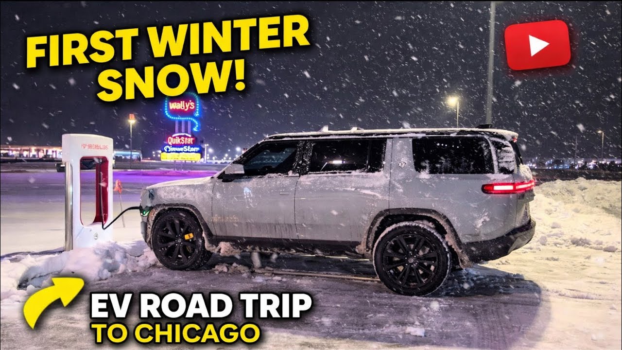 Rivian R1S Drive to Chicago in first winter Snow of 2025