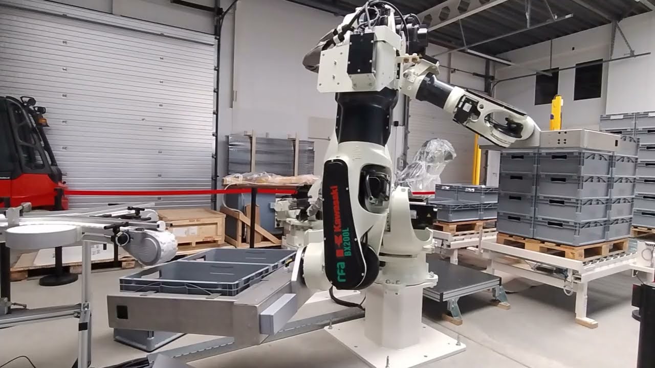 RFA Kawasaki robots depalletiseren, vullen en palletiseren kratten