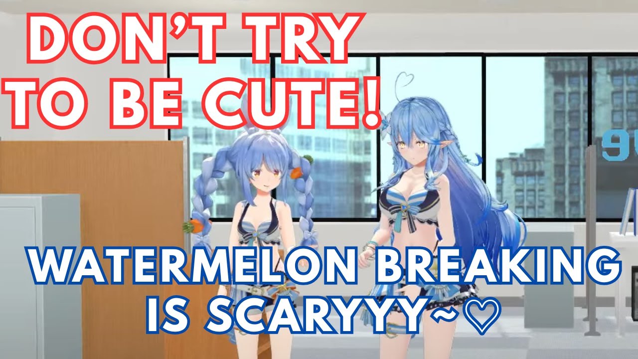 Pekora and Lamy losing their minds while breaking a watermelon