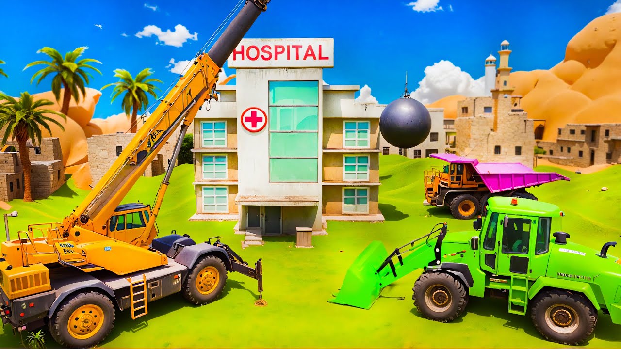 Hospital Demolition and Rebuilding with Excavator & Loader 🏥🔥  CONSTRUCTION VEHICLES
