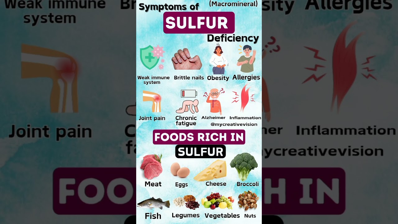 deficiency symptoms of sulfur and foods rich in it. #food #sulfur