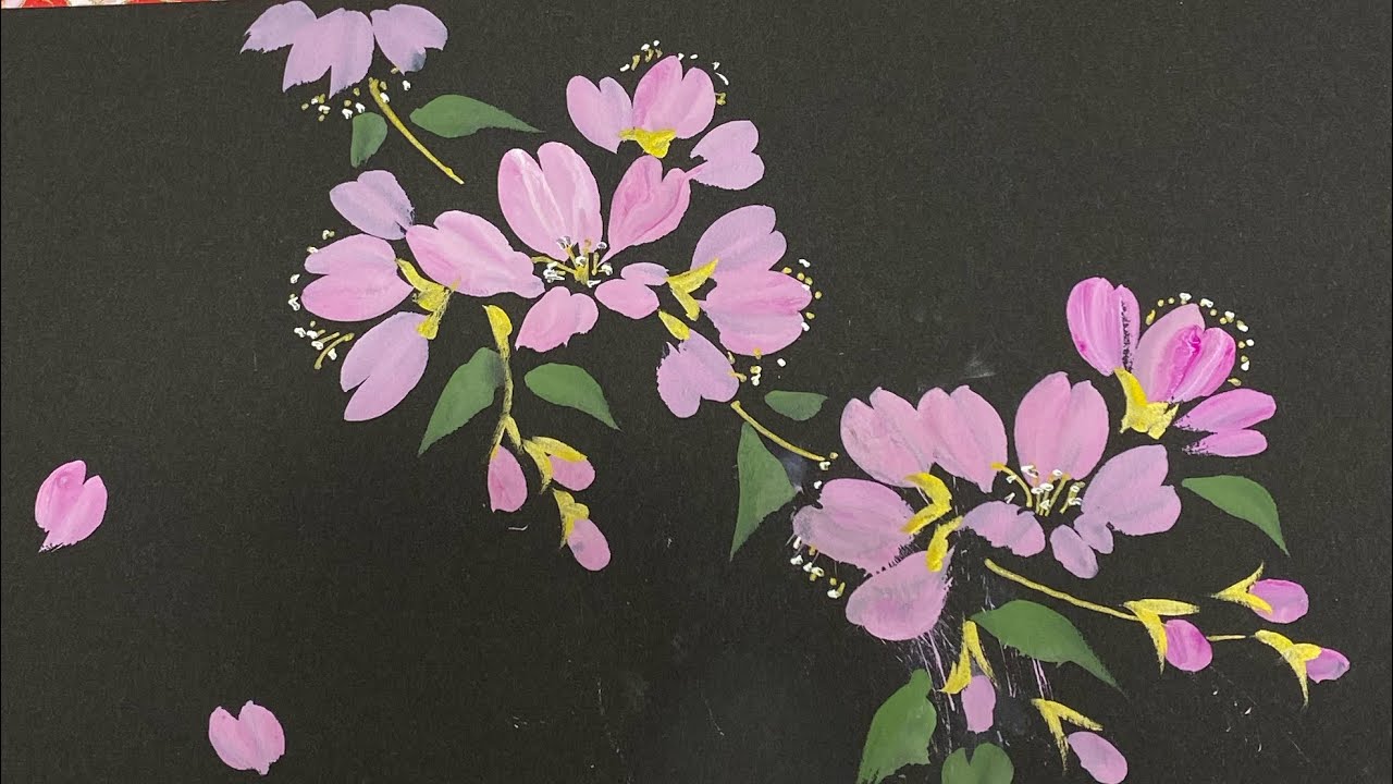 【桜シリーズ1 一筆画】可愛い桜の絵　ほのぼの一筆画😊9