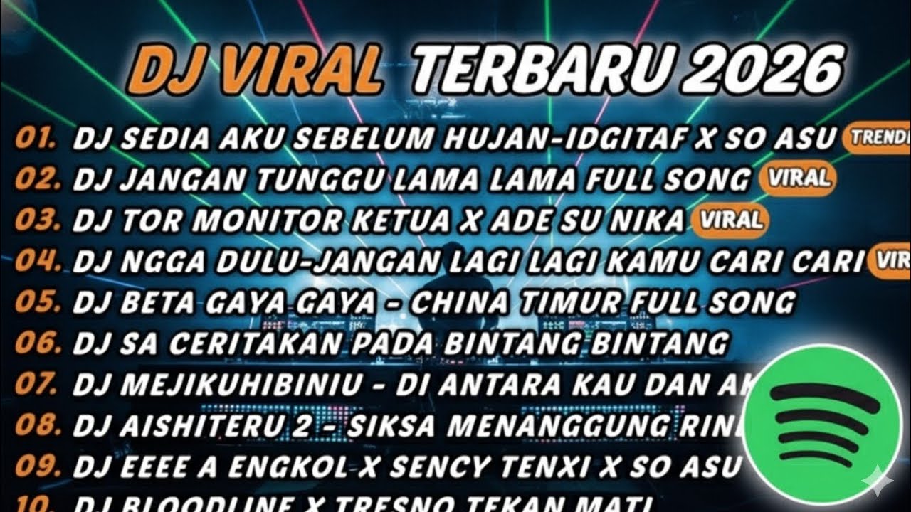 DJ SPOTIFY TERBARU 2026 || TANPA IKLAN || DJ SEDIA AKU SEBELUM HUJAN-IDGITAF X SO ASU 