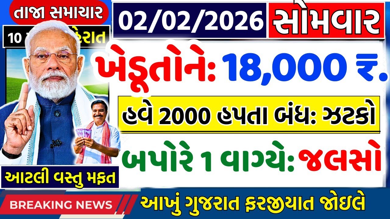 આજના તાજા સમાચાર/ લોનમાફ, 3 યોજના,ખેડૂતો: 4100 સહાય,2000 હપ્તો,નવા નિયમ,સોનું ચાંદી/ khedut samachar