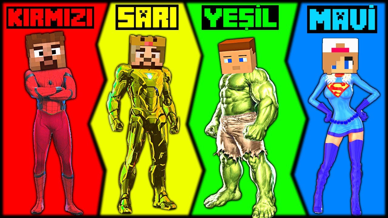 24 SAAT SÜPER KAHRAMAN TEK RENK CHALLENGE! 😱 - Minecraft