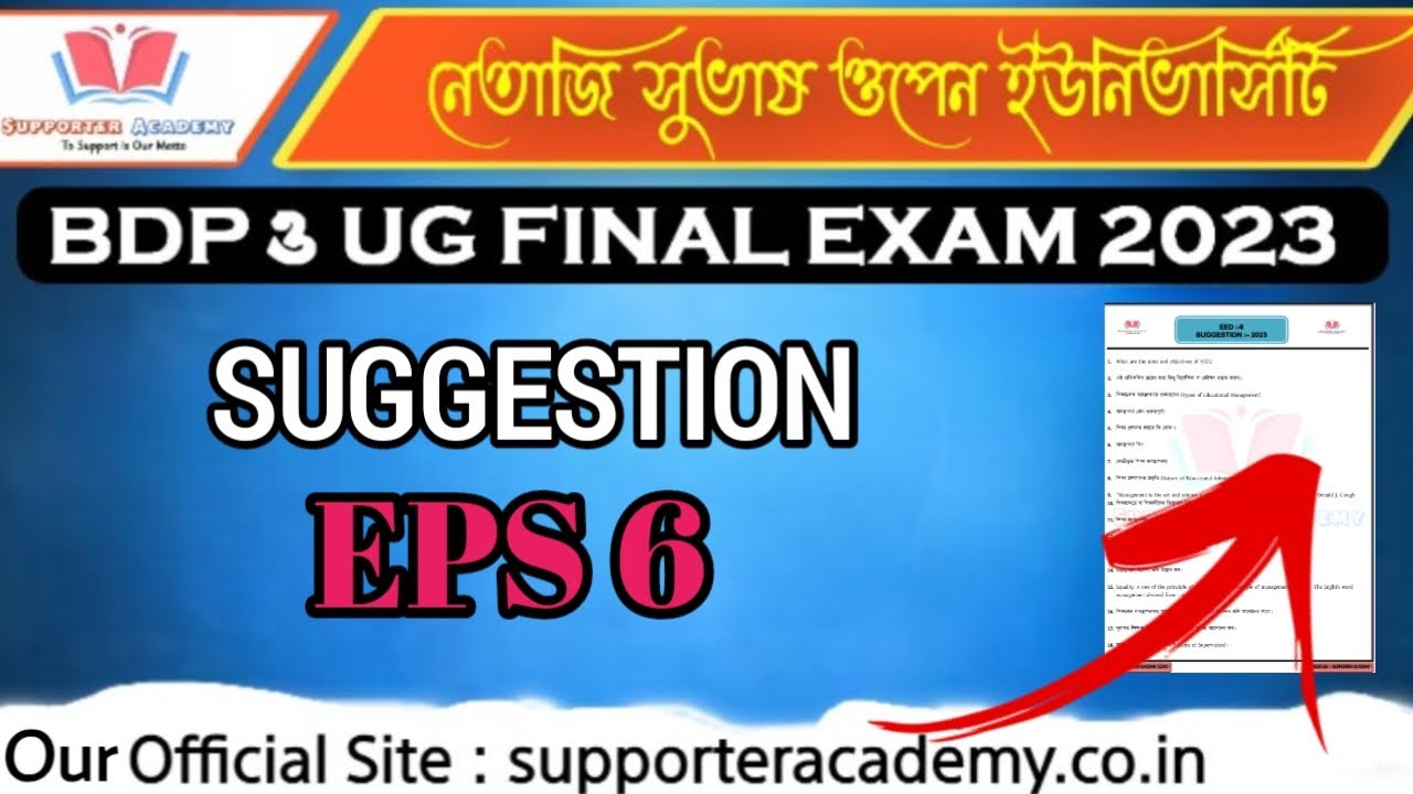 FINAL Exam Suggestion 2023 / BDP EPS 6