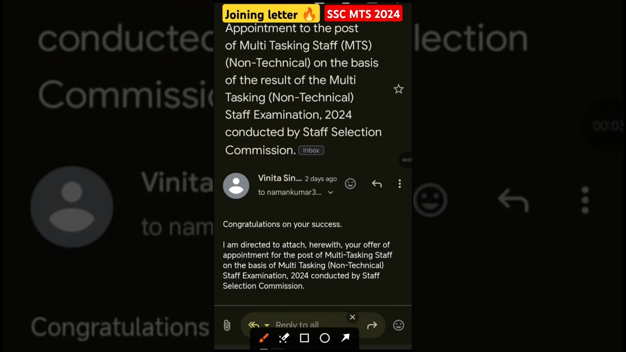 Finally Received My 1st joining Letter 🔥| SSC MTS 2024 ❤🥰 #ssc #sscmts