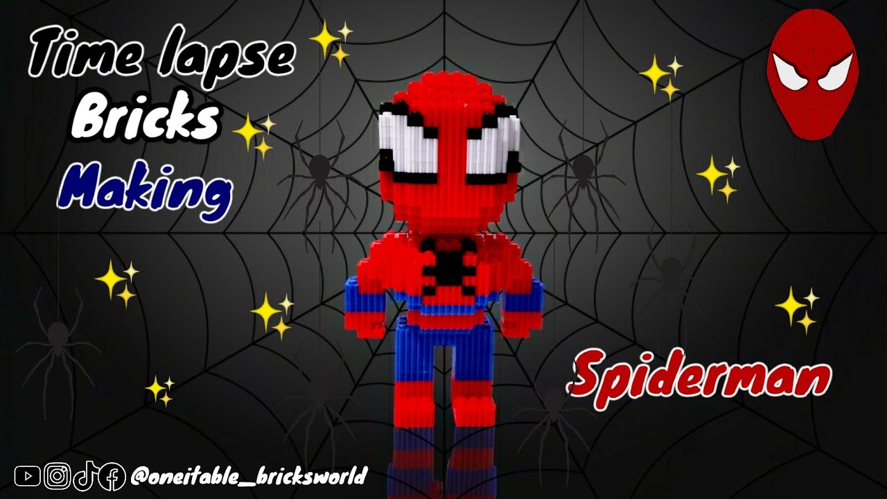 Time lapse 4 hours in 4 minutes Spiderman nano blocks making 4K✨