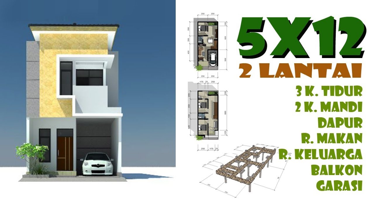 Rumah 2 lantai 5x12, 3 kamar tidur