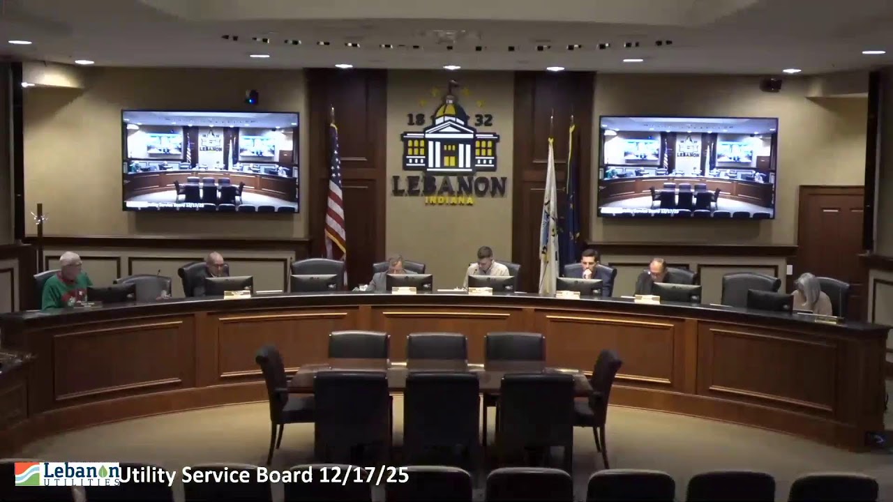 Lebanon, IN Utility Service Board Meeting 12/17/2025