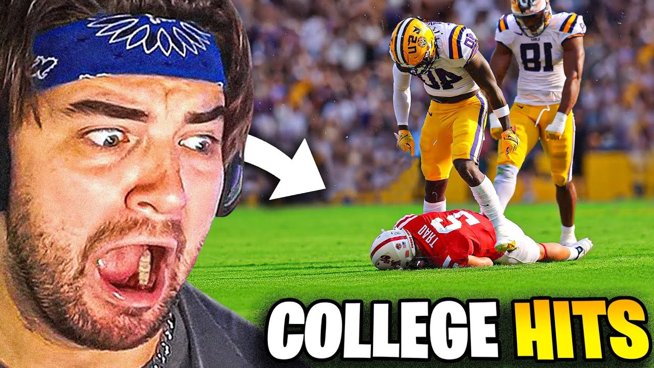 HOCKEY FAN Reacts to COLLEGE FOOTBALL HITS for the First Time!!