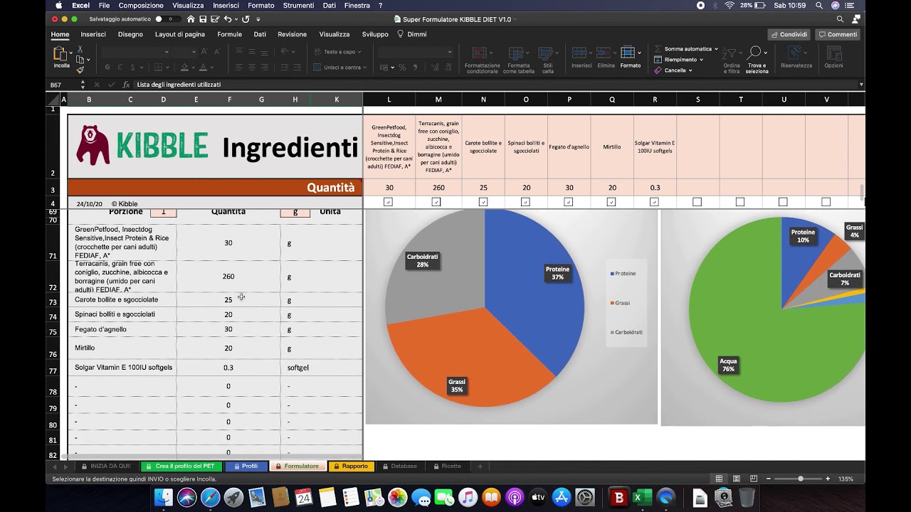 Presentazione, funzionalità e struttura del Super Formulatore KIBBLE DIET V1.0 (2 di 6)