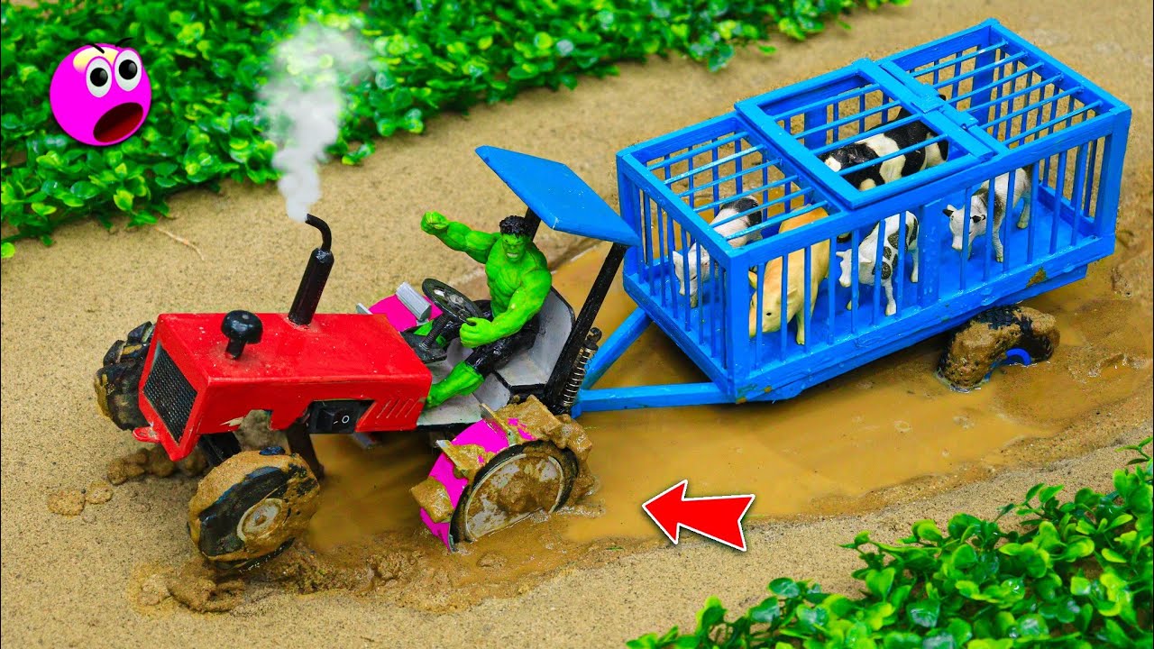 Diy tractor trolley pickup cow,pig,sheep farm animal science project  @sanocreator