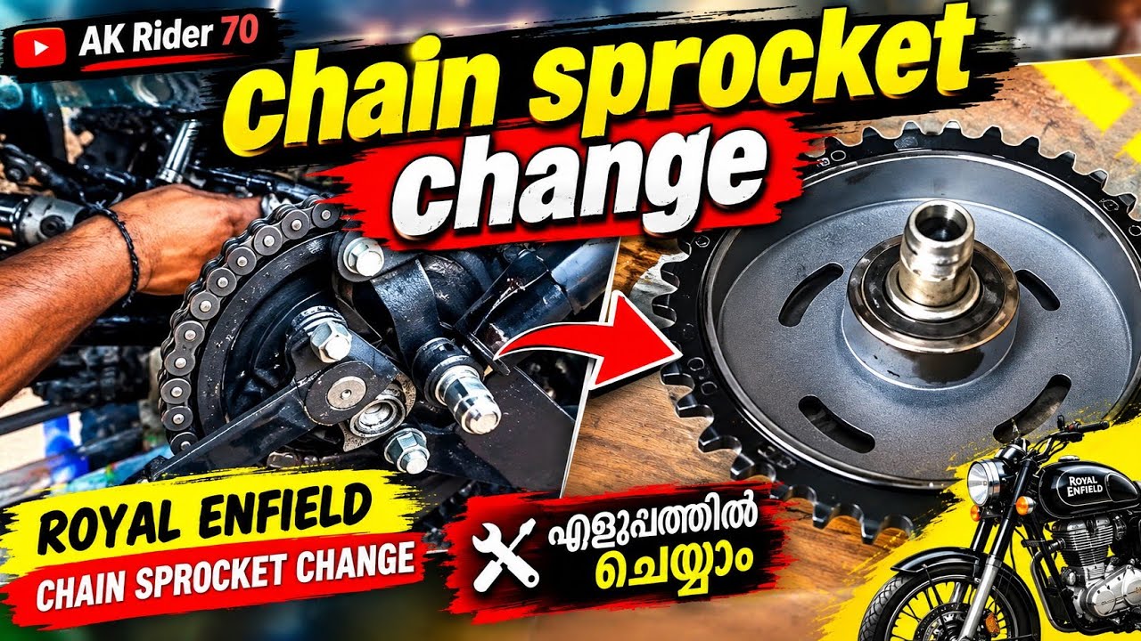 Royal Enfield Chain Sprocket Kit changing AK rider 70 |Malayalam|