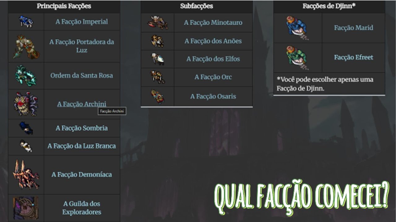 Medivia | Qual Faction comecei, qual come&ccedil;ar? |