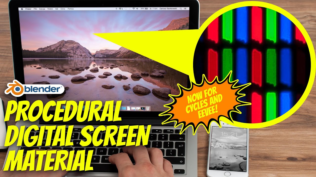Procedural digital screen material for cycles and Eevee | Blender tutorial (TV modeling part 6)
