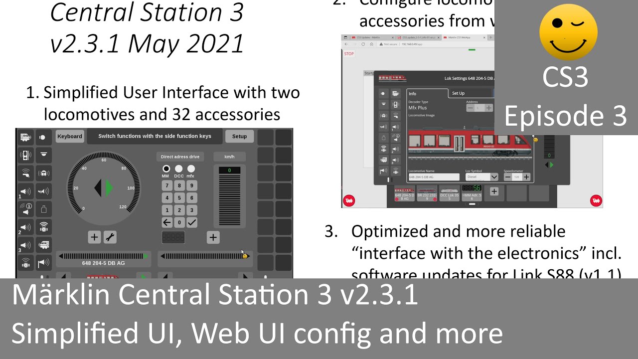 Märklin Central Station 3 v2.3.1: упрощенный пользовательский интерфейс, конфигурация веб-интерфе...