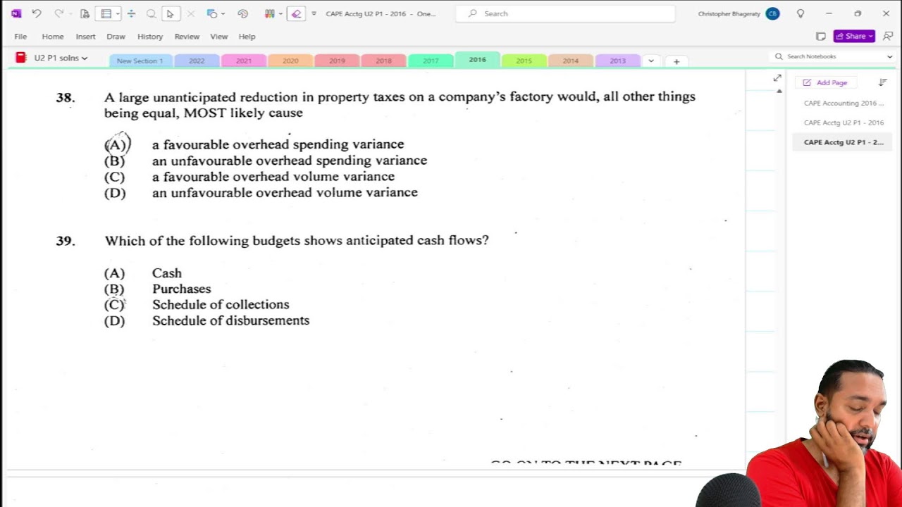 2024 06 03 - CAPE Accounting Unit 2 - MCQ session 2 - 2019 P1