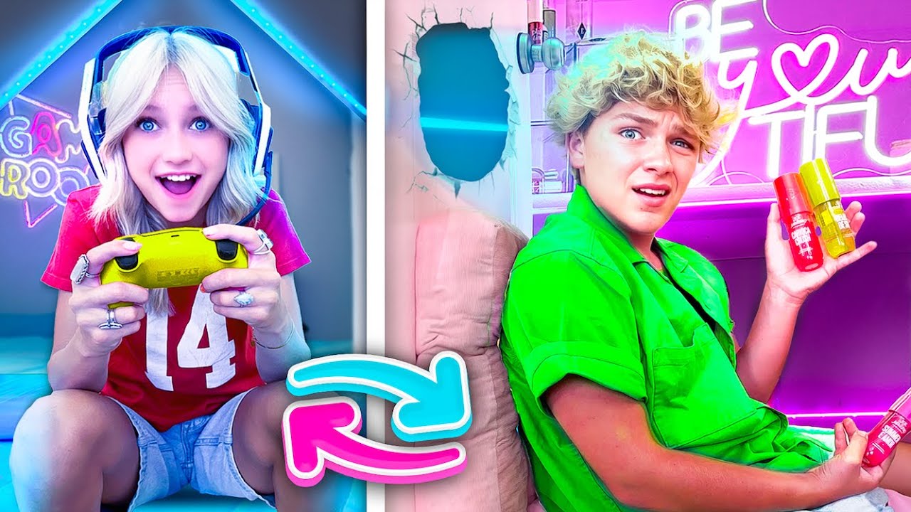 10 ДЕТИ ОБМЕНЯЮТСЯ СЕКРЕТНЫМИ КОМНАТАМИ на 24 ЧАСА!! 💄 🍕 🤫
