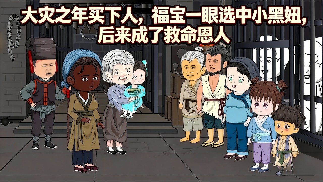 大災之年買下人，福寶一眼選中小黑妞，後來成了救命恩人#沙雕动画 #沙雕剧情 #動漫 #小说 #story