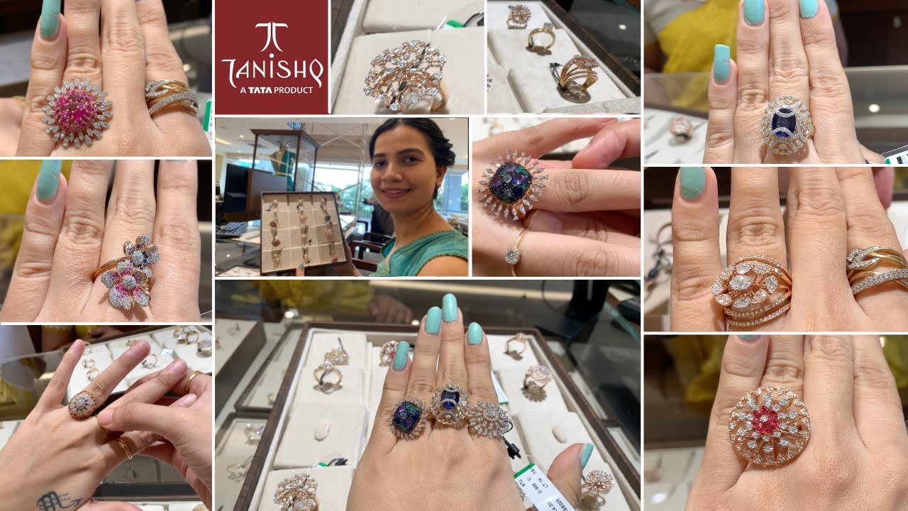 Tanishq Diamond cocktail finger rings 💍Engagement rings with weight & price 😍