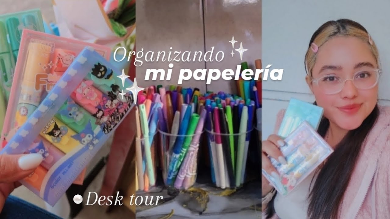 Organizando mi papelería ✏️🎀*desk tour, lugar de trabajo, humilde y casero* 🍡🌺