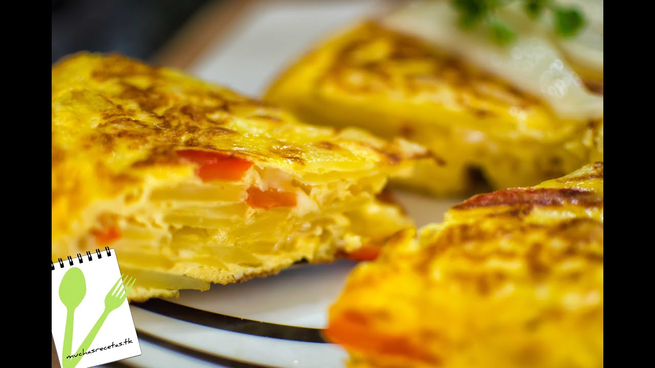 Tortilla Española con Queso, Pimiento Rojo y Cebolla - Muchas Recetas de Cocina