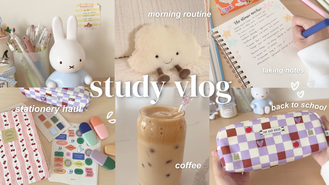 STUDY VLOG 📝🎀 back to school haul, Papier stationery, productive 𝜗𝜚˚⋆