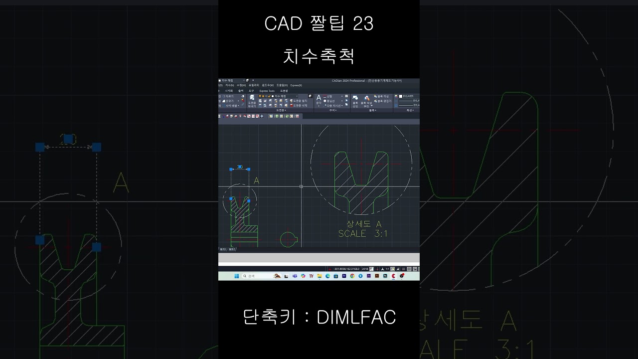 CAD 짤팁 23 치수축척  #cad  #cadian #치수 #치수축척