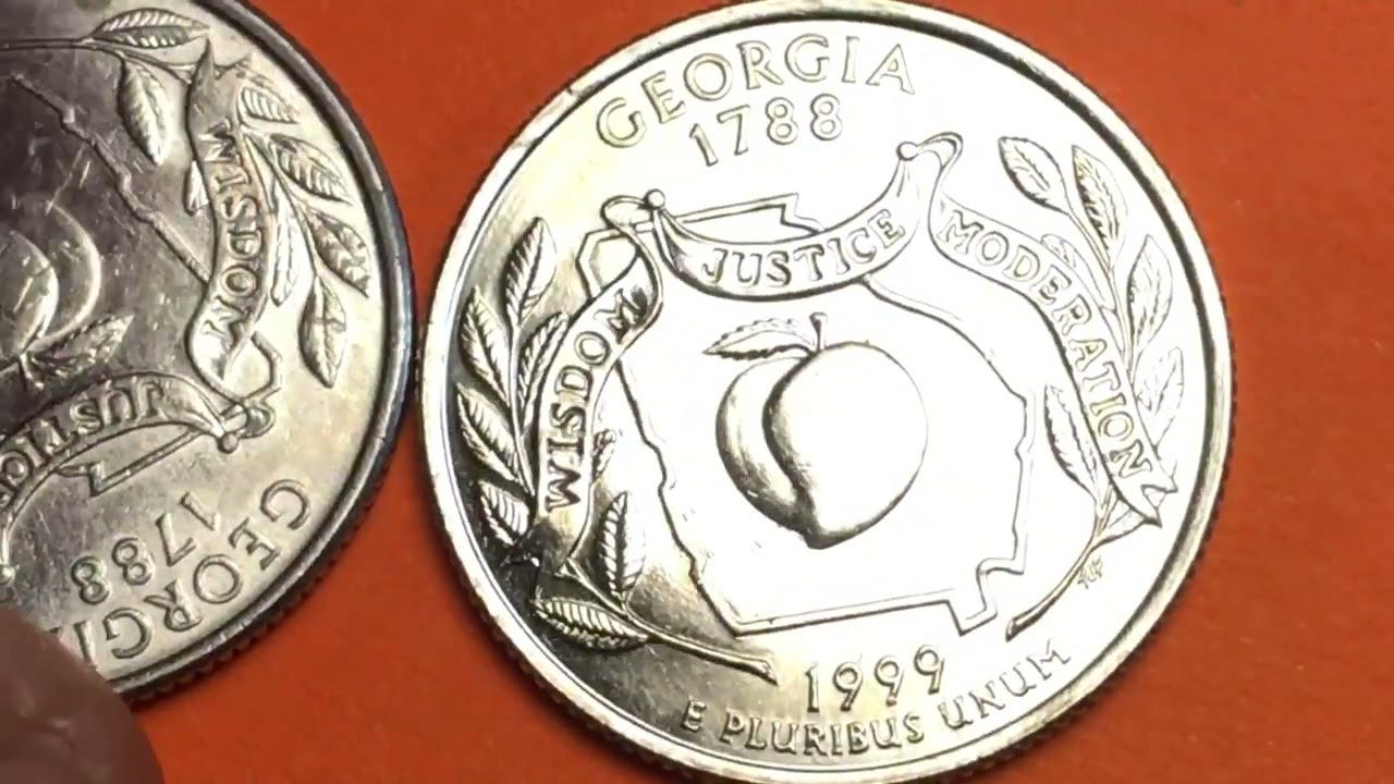 1999 US Quarter - Georgia - State Quarter Series - Statehood 1788 Peach - United States 25 Cent Coin