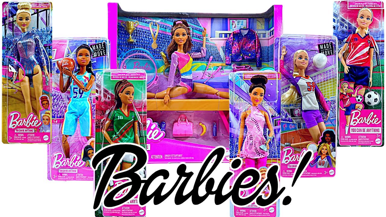ASMR Unboxing Barbie Sports Athletes 7 Dolls: Gymnastics, Soccer,  Basketball, Volleyball, Skating