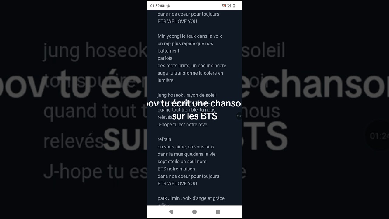 J'ai créer une chanson pour les BTS pour le fun 