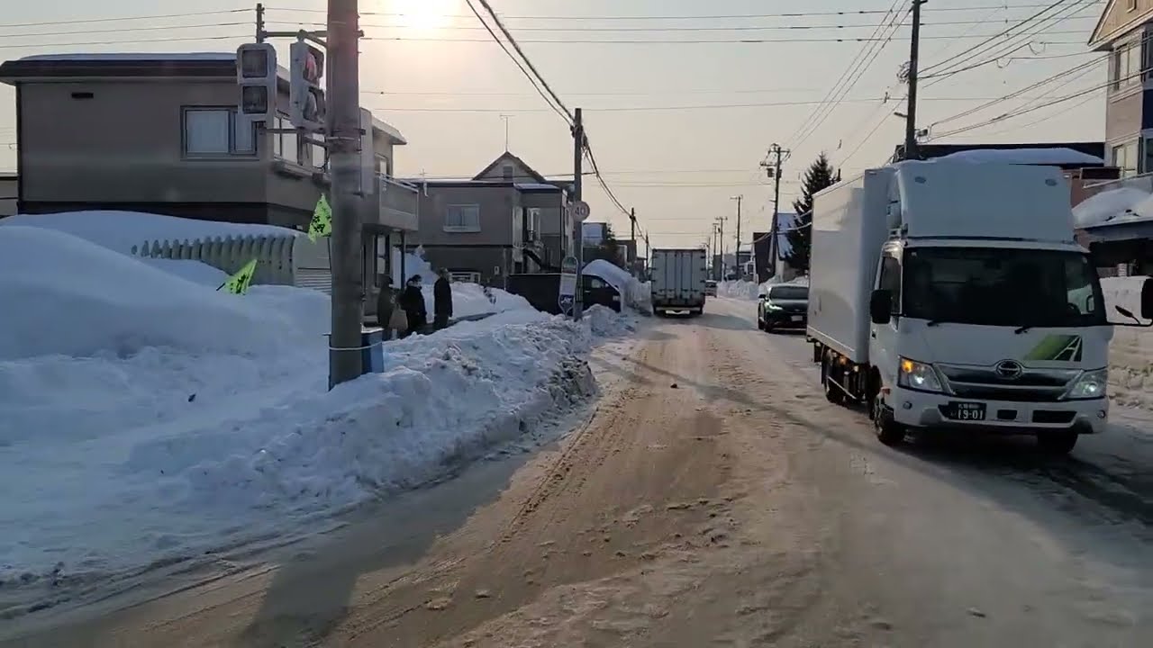 2026年2月21日朝　札幌市手稲区前田9条10丁目～追分通交差点～下手稲通交差点　ドライブ