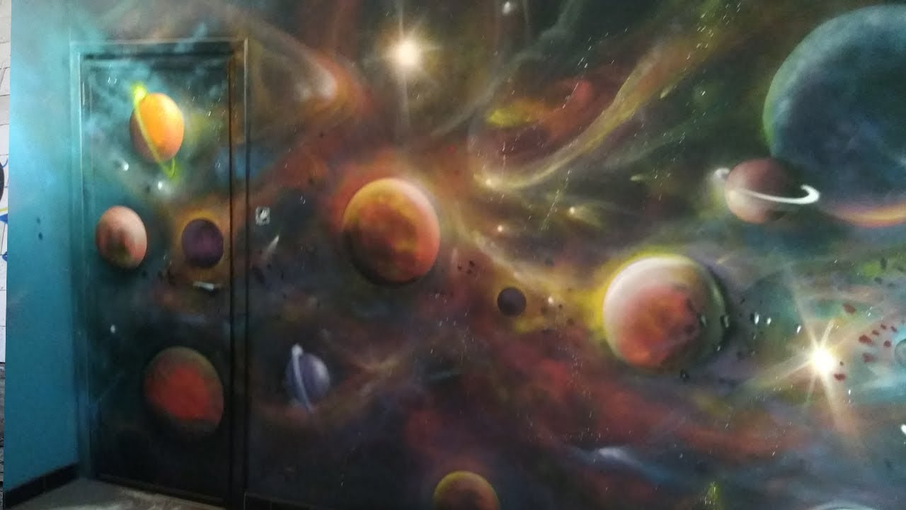 painters of the galaxy // Painting a Galaxy mural with spray paint