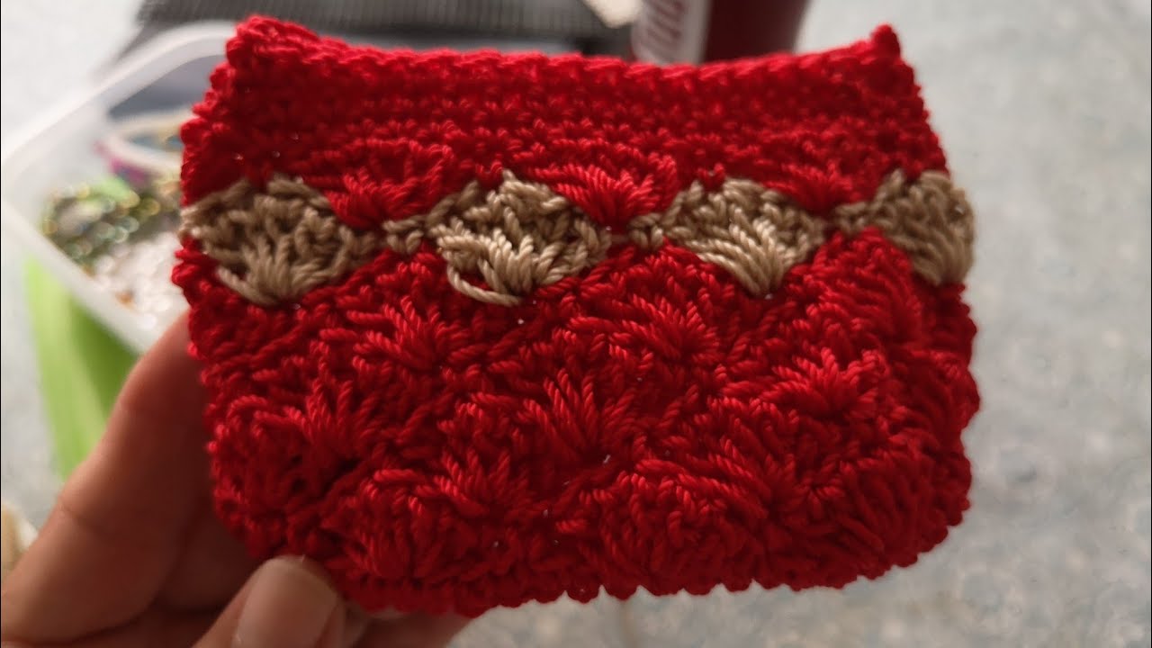 Monedero Tejido a Crochet Punto Abanicos