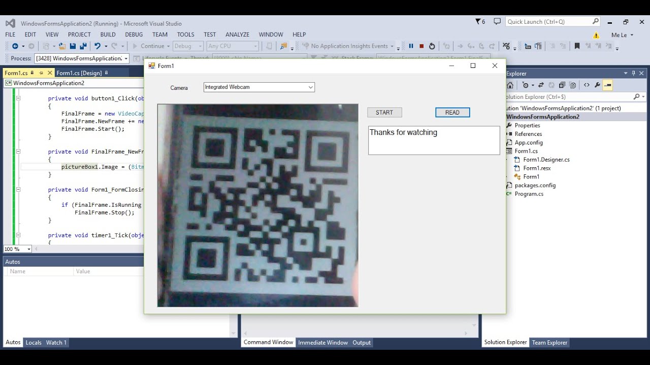 QR Code scanner using Webcam - C#