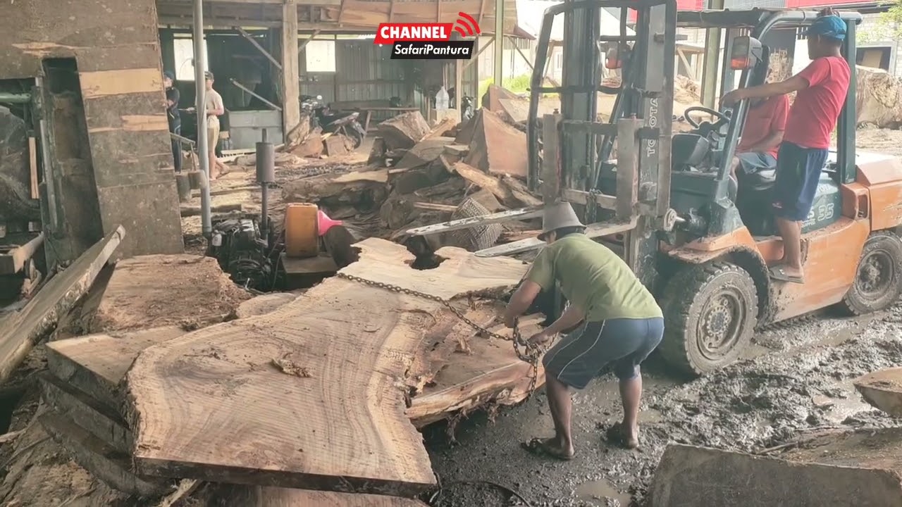 Kayu Trembesi Super Besar bahan Meja Kafe 
