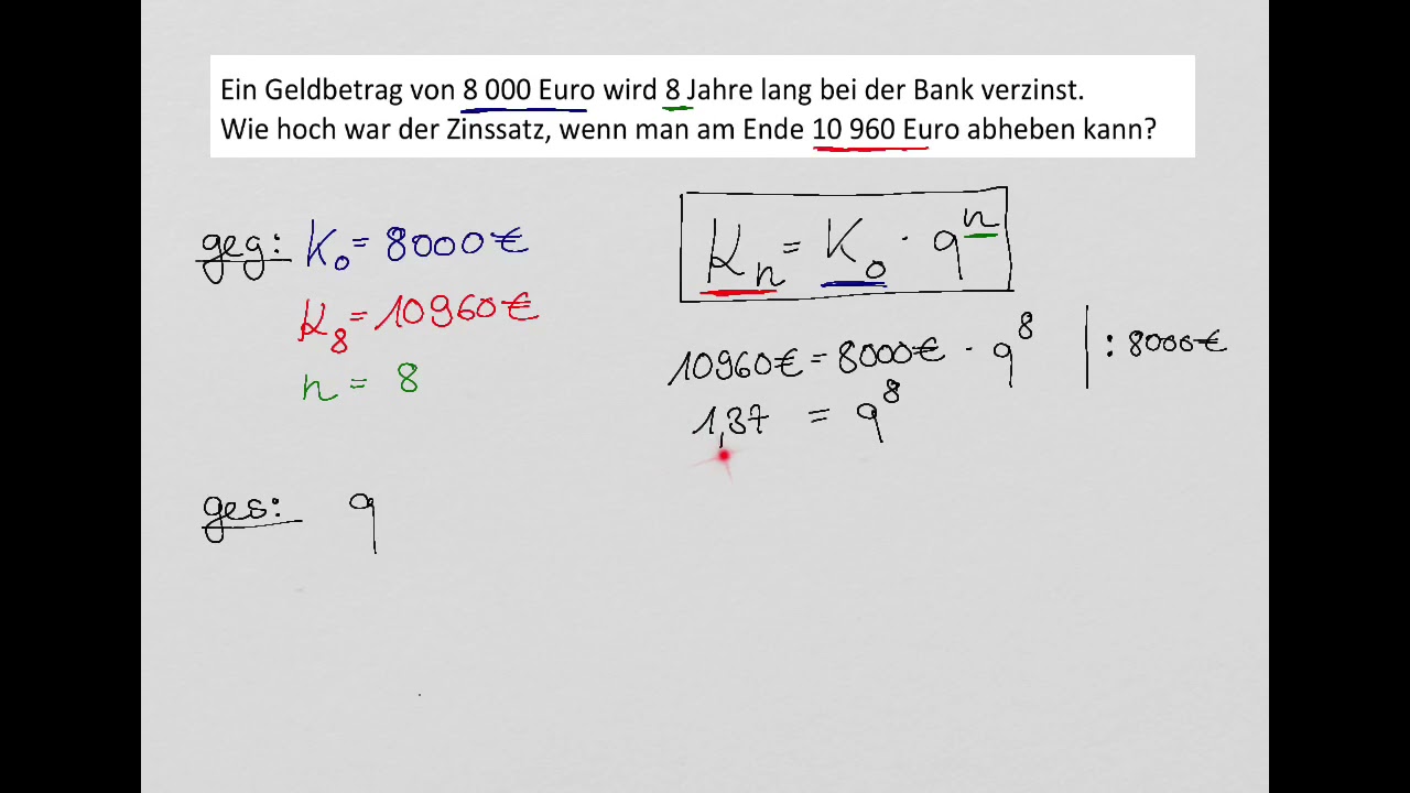 Zinseszins - Wie berechnet man den Zinssatz?