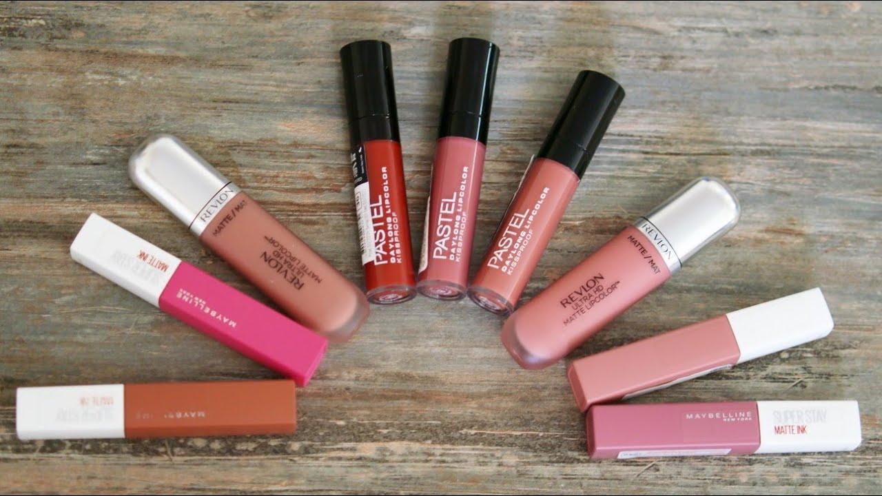 Swatch matte lipstick ( Maybelline, Pastel, Revlon)درجات أحمر الشفاه المفضلة عندي