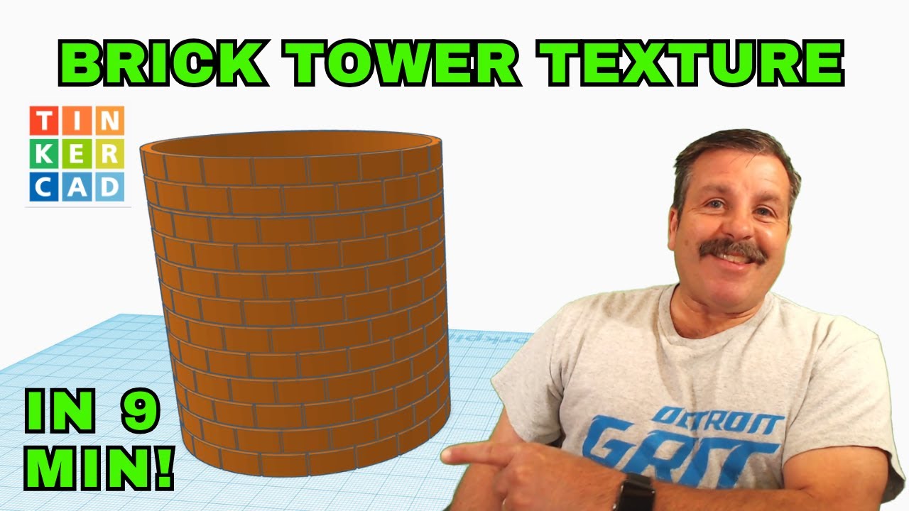 Текстура кирпичной башни Tinkercad, криволинейная поверхность! Лёгкие шаги за 9 минут