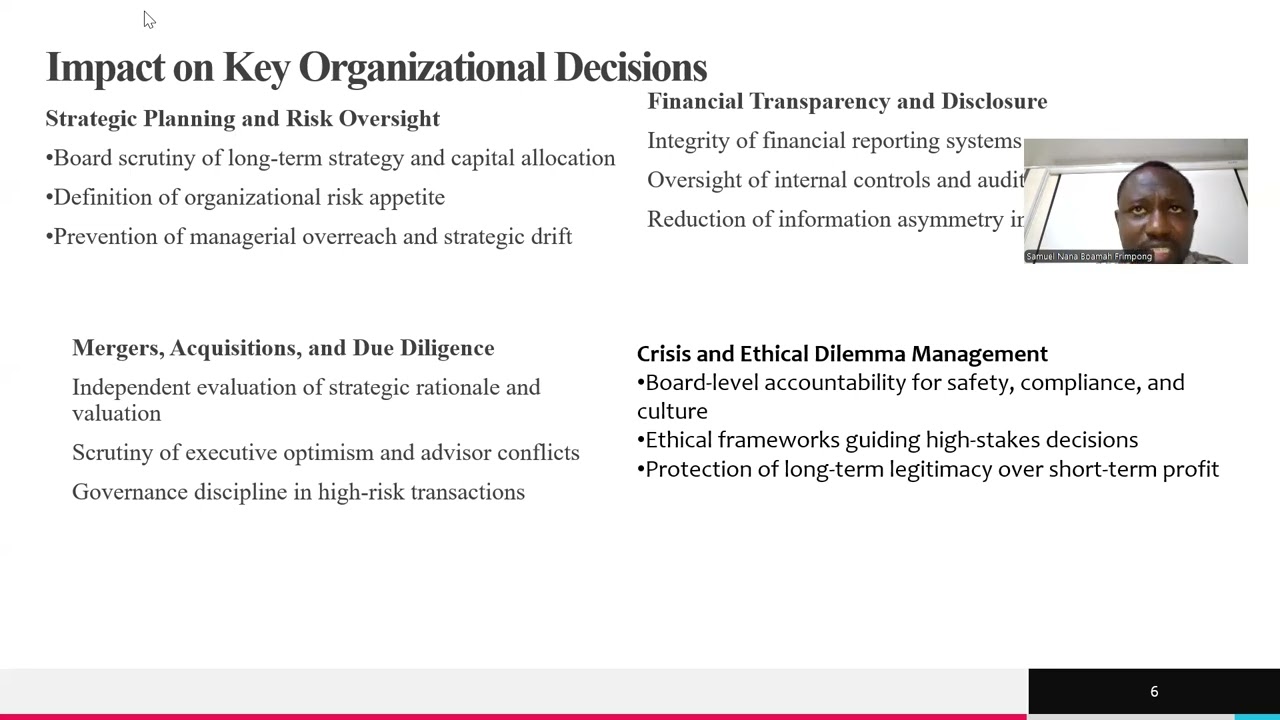 Term Paper Presentation - Corporate Governance: Strategic imperative or Regulatory box ticking?