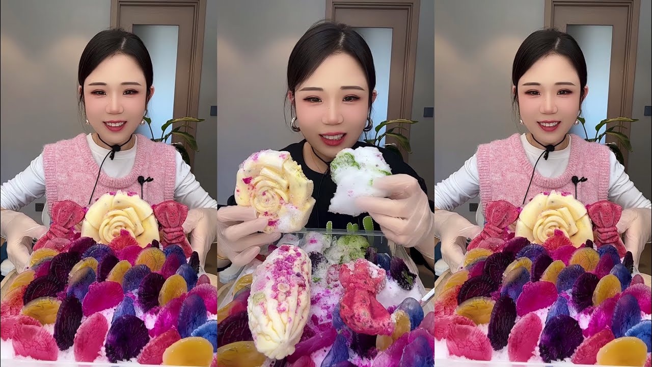 ASMR  CRUNCHY & FROZEN PASSION FRUIT TOPPING ICE EATINGSOUNDS EATINGSHOW