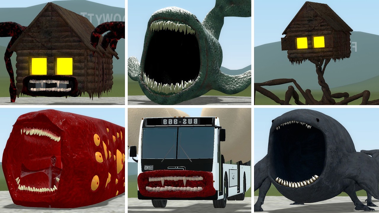 HOUSEHEAD BUS EATER, THE BLOOP, HOUSE HEAD, TRAIN EATER VS ALL TREVOR HENDERSON BATTLE In GMOD!