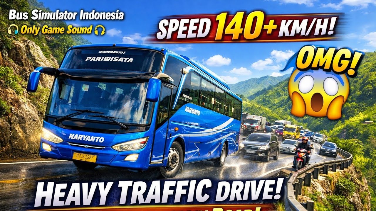 Crazy Traffic on Mountain Roads 😱 | Sunny Drive | Bus Simulator Indonesia