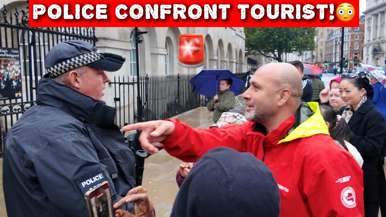 🚨Caught on Camera: Police Confront “Suspicious” Tourist at Horse Guards, London!