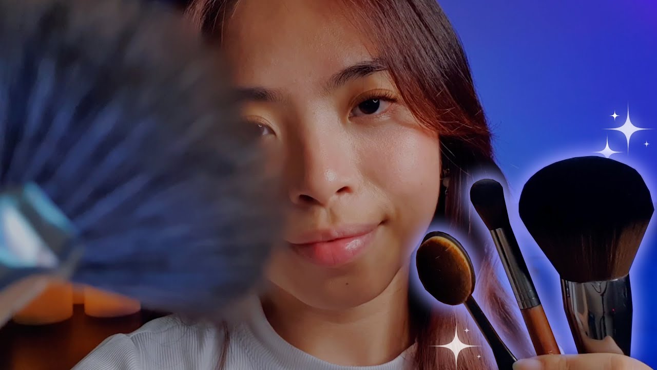 ASMR Brushing Every Part Of Your Face With Different Soft Brushes To Relax You 🕊️💙 (Layered Sounds)