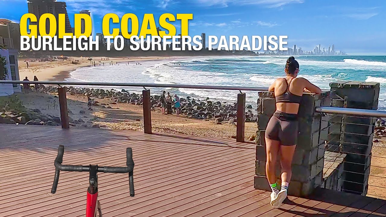 Virtual Bike Ride Beach, Burleigh Heads to Southport Gold Coast Australia in 4K