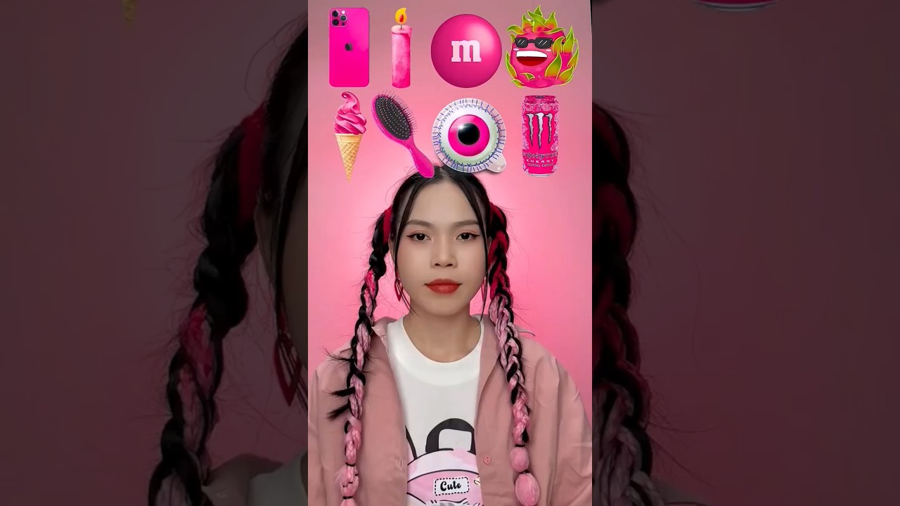 Eating ONLY pink Food for Dinner! ❤️😁😄🌸📱#fanny video...