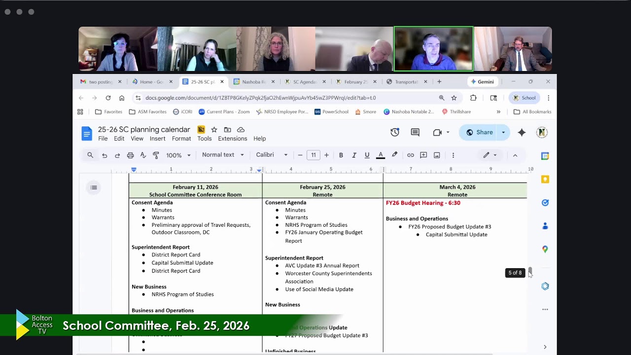 School Committee, Feb. 25, 2026